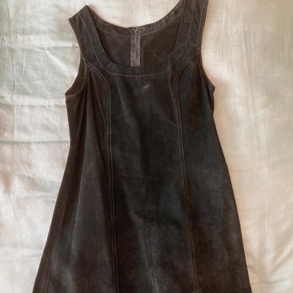 Real leather black dress